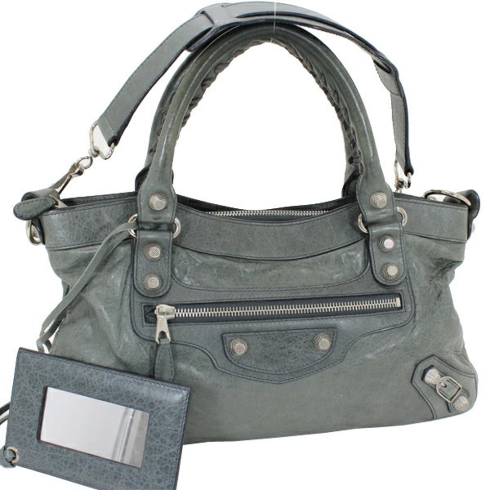 Balenciaga Shoulder Leather Bag Giant Green First Handbag Green